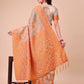 Astita Beige & Orange Banarasi Cotton Saree with Floral Zari Work and Traditional Pallu - Elegant Ethnic Wear for Festivals & Ceremonies | Swadesiicart