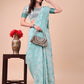 Astita Beige & Sky Blue Banarasi Cotton Saree with Floral Zari Work and Traditional Pallu - Elegant Ethnic Wear for Festivals & Ceremonies | Swadesiicart