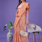 Shree Shyam Fashion Peach Lichi Silk Saree with Floral Weaving & Tassel Pallu - Elegant Festive & Party Wear Saree