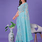 Shree Shyam Fashion Sky Blue Lichi Silk Saree with Floral Weaving & Tassel Pallu - Elegant Festive & Party Wear Saree