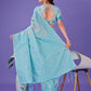 Shree Shyam Fashion Sky Blue Lichi Silk Saree with Floral Weaving & Tassel Pallu - Elegant Festive & Party Wear Saree