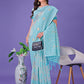 Shree Shyam Fashion Sky Blue Lichi Silk Saree with Floral Weaving & Tassel Pallu - Elegant Festive & Party Wear Saree