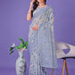 Shree Shyam Fashion Grey Lichi Silk Saree with Floral Weaving & Tassel Pallu - Elegant Festive & Party Wear Saree