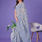 Shree Shyam Fashion Grey Lichi Silk Saree with Floral Weaving & Tassel Pallu - Elegant Festive & Party Wear Saree