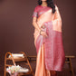 Astita Graceful Orange & Maroon Banarasi Silk Saree with Rich Zari Woven Border - Traditional Elegance for Celebrations | Swadesiicart