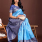 Astita Graceful Sky Blue & Blue Banarasi Silk Saree with Rich Zari Woven Border - Traditional Elegance for Celebrations | Swadesiicart