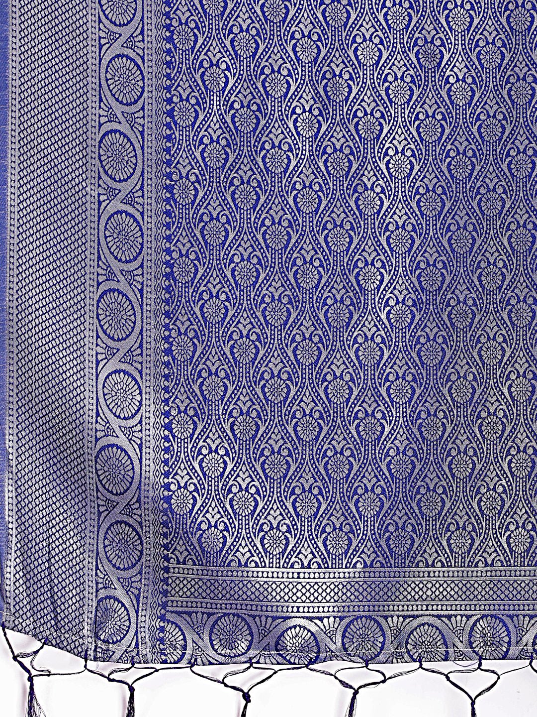 Astita Graceful Sky Blue & Blue Banarasi Silk Saree with Rich Zari Woven Border - Traditional Elegance for Celebrations | Swadesiicart