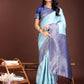 Astita Graceful Teal & Blue Banarasi Silk Saree with Rich Zari Woven Border - Traditional Elegance for Celebrations | Swadesiicart