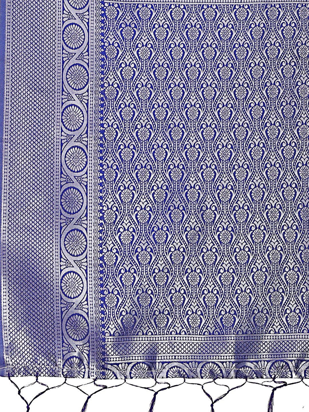 Astita Graceful Teal & Blue Banarasi Silk Saree with Rich Zari Woven Border - Traditional Elegance for Celebrations | Swadesiicart