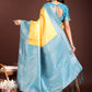 Astita Graceful Yellow & Blue Banarasi Silk Saree with Rich Zari Woven Border - Traditional Elegance for Celebrations | Swadesiicart
