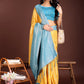 Astita Graceful Yellow & Blue Banarasi Silk Saree with Rich Zari Woven Border - Traditional Elegance for Celebrations | Swadesiicart