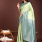 Astita Graceful Light Green & Green Banarasi Silk Saree with Rich Zari Woven Border - Traditional Elegance for Celebrations | Swadesiicart