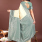 Astita Graceful Cream & Green Banarasi Silk Saree with Rich Zari Woven Border - Traditional Elegance for Celebrations | Swadesiicart