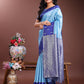 Shree Shyam Fashion Sky Blue Lichi Silk Woven Zari Work Traditional Tassel Saree