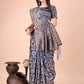 Shree Shyam Fashion Elegant Navy Blue Cotton Silk Saree with Floral Design & Rich Pallu - Festive & Wedding Wear