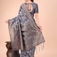 Shree Shyam Fashion Elegant Navy Blue Cotton Silk Saree with Floral Design & Rich Pallu - Festive & Wedding Wear