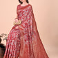 Shree Shyam Fashion Elegant Red Cotton Silk Saree with Floral Design & Rich Pallu - Festive & Wedding Wear