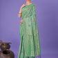 Shree Shyam Fashion Elegant Green Floral Lichi Silk Saree with Zari Weaving and Rich Pallu - Wedding & Festive Wear Saree