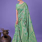 Shree Shyam Fashion Elegant Green Floral Lichi Silk Saree with Zari Weaving and Rich Pallu - Wedding & Festive Wear Saree