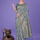 Shree Shyam Fashion Elegant Teal Floral Lichi Silk Saree with Zari Weaving and Rich Pallu - Wedding & Festive Wear Saree