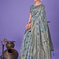 Shree Shyam Fashion Elegant Teal Floral Lichi Silk Saree with Zari Weaving and Rich Pallu - Wedding & Festive Wear Saree