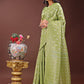 Shree Shyam Fashion Elegant Light Green Linen Saree with Silver Zari Butta & Pallu - Daily Wear | Festive Look | Soft Feel