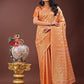 Shree Shyam Fashion Elegant Peach Linen Saree with Silver Zari Butta & Pallu - Daily Wear | Festive Look | Soft Feel