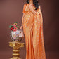 Shree Shyam Fashion Elegant Peach Linen Saree with Silver Zari Butta & Pallu - Daily Wear | Festive Look | Soft Feel