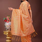 Shree Shyam Fashion Elegant Peach Linen Saree with Silver Zari Butta & Pallu - Daily Wear | Festive Look | Soft Feel