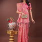 Shree Shyam Fashion Elegant Pink Linen Saree with Silver Zari Butta & Pallu - Daily Wear | Festive Look | Soft Feel