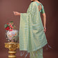 Shree Shyam Fashion Elegant Teal Linen Saree with Silver Zari Butta & Pallu - Daily Wear | Festive Look | Soft Feel