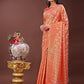 Shree Shyam Fashion Elegant Orange Linen Saree with Silver Zari Butta & Pallu - Daily Wear | Festive Look | Soft Feel