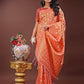Shree Shyam Fashion Elegant Orange Linen Saree with Silver Zari Butta & Pallu - Daily Wear | Festive Look | Soft Feel