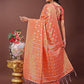 Shree Shyam Fashion Elegant Orange Linen Saree with Silver Zari Butta & Pallu - Daily Wear | Festive Look | Soft Feel