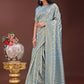 Shree Shyam Fashion Elegant Sky Blue Linen Saree with Silver Zari Butta & Pallu - Daily Wear | Festive Look | Soft Feel