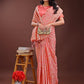 Shree Shyam Fashion Peach Pink Linen Cotton Saree with Golden Zari Leaf Design & Elegant Pallu - Festive | Office | Daily Wear