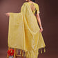 Shree Shyam Fashion Yellow Linen Cotton Saree with Golden Zari Leaf Design & Elegant Pallu - Festive | Office | Daily Wear