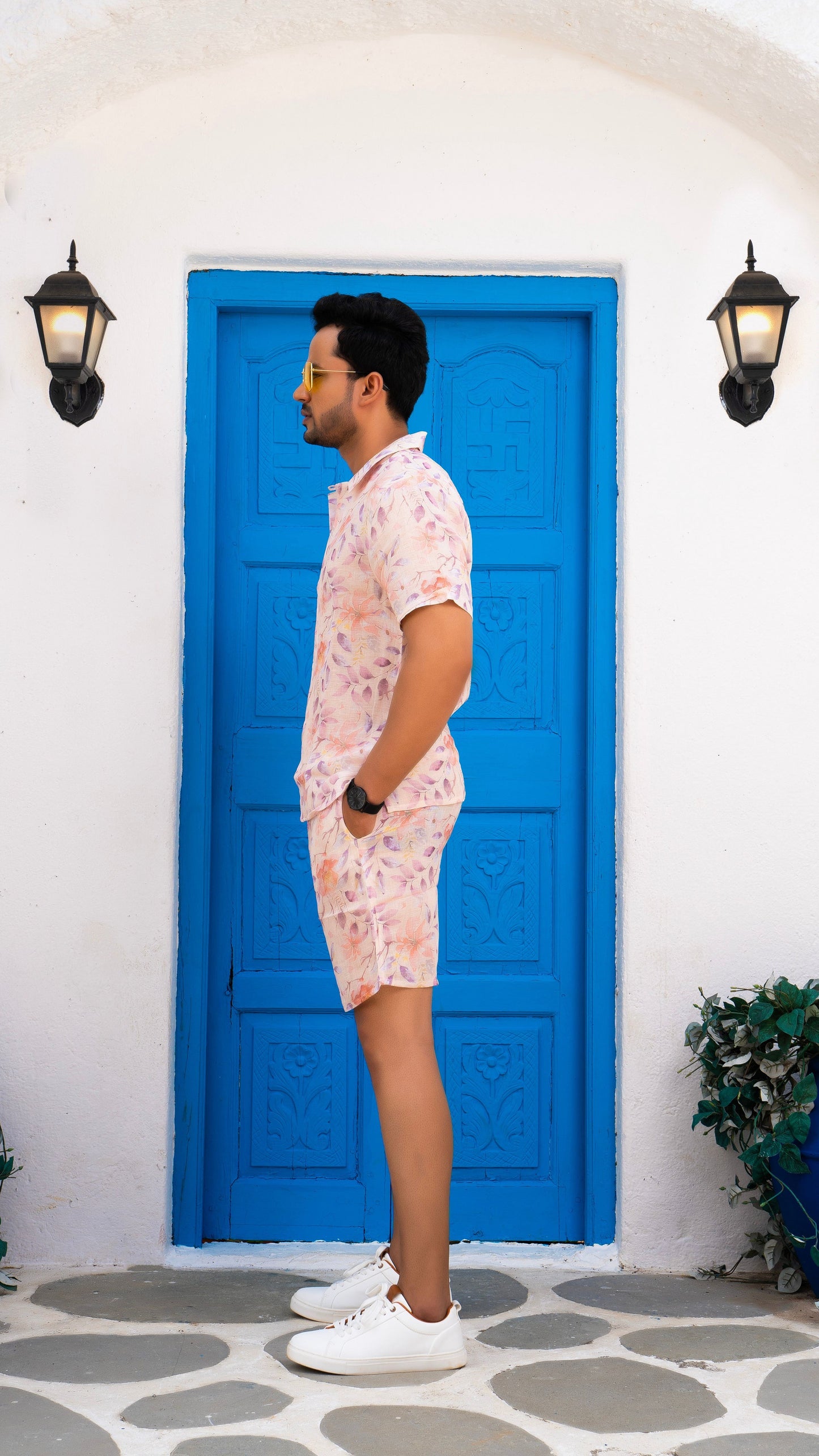 Noroke Linen Floral Co-ord Set Men - Swadesiicart