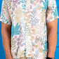Noroke Sustainable fabric | Linen Satin Linen Blue Leaf Co-ord Set Men - Swadesiicart