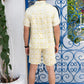 Noroke Cotton Satin White Chartreuse Co-ord Set Men - Swadesiicart