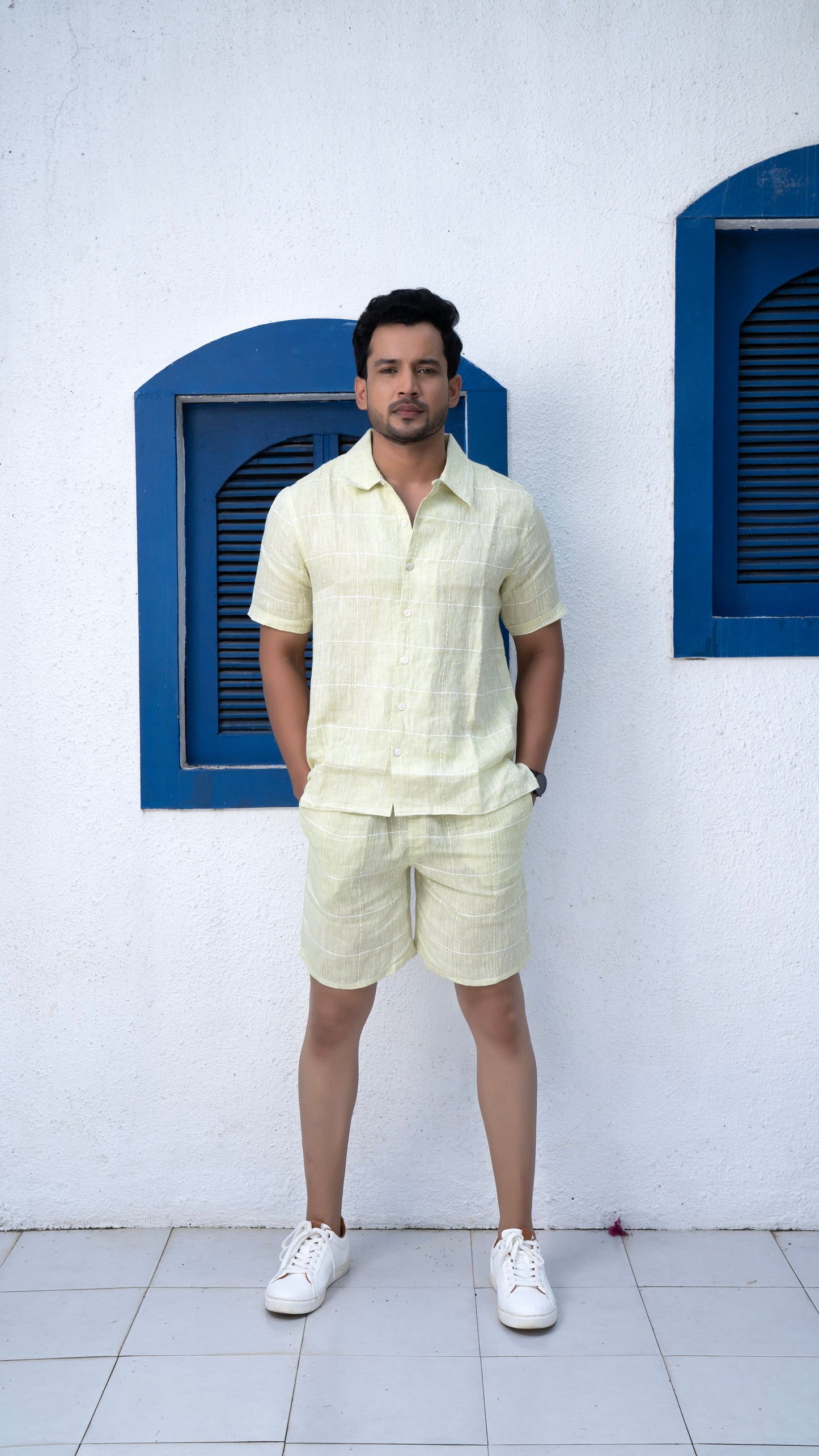 Noroke Sustainable fabric | 100% Linen Linen Embroidered Co-ord Set Men - Green - Swadesiicart