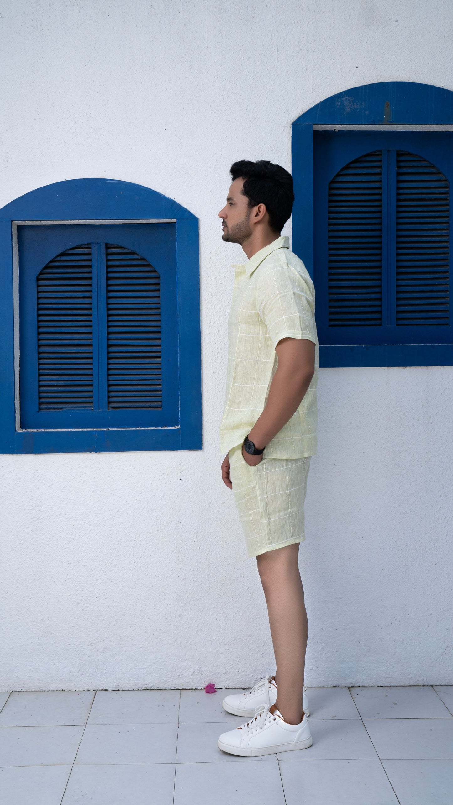 Noroke Sustainable fabric | 100% Linen Linen Embroidered Co-ord Set Men - Green - Swadesiicart