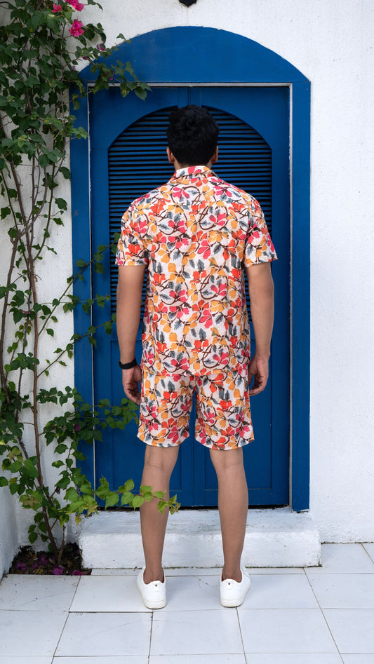 Noroke Sustainable fabric | Linen Linen Floral Print Co-ord Set Men - Swadesiicart