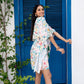 Noroke Linen Floral Short Kaftan Dress - Printed | Swadesiicart