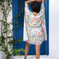 Noroke Linen Floral Short Kaftan Dress - Printed | Swadesiicart
