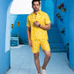 Noroke Sustainable fabric | 100% Linen Linen Mustard Co-ord Set Men - Mustard - Swadesiicart