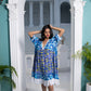 Noroke Sustainable fabric | Cupro Muslin Blue Pottery Tassel Dress | Swadesiicart