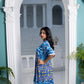Noroke Sustainable fabric | Cupro Muslin Blue Pottery Tassel Dress | Swadesiicart