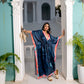 Noroke Modal Steel Blue Printed Long Kaftan | Swadesiicart