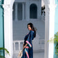 Noroke Modal Steel Blue Printed Long Kaftan | Swadesiicart